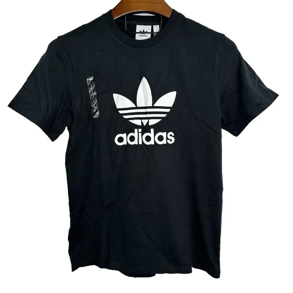 Lot Of 2 Adidas Trefoil Logo Classic Cotton T-Shirt‎ White/Black CW070 CW0710